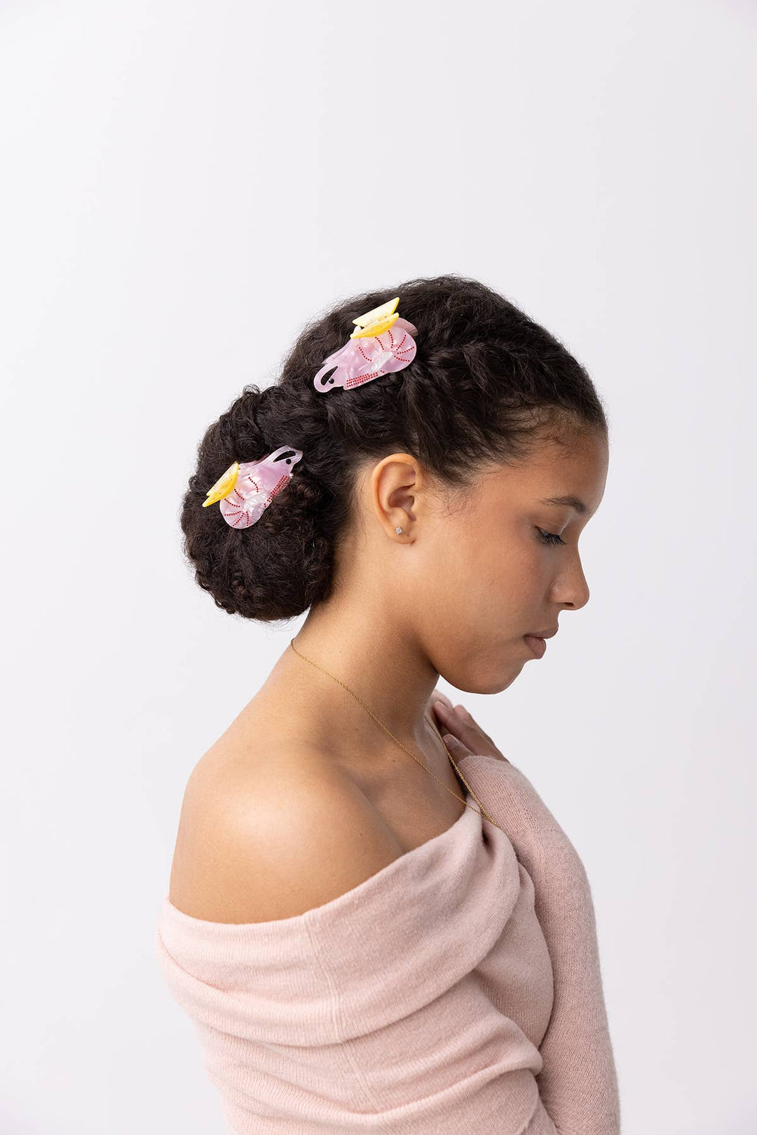 Rhinestone Shrimp Cocktail with Lemon Small Hair Claw Clip