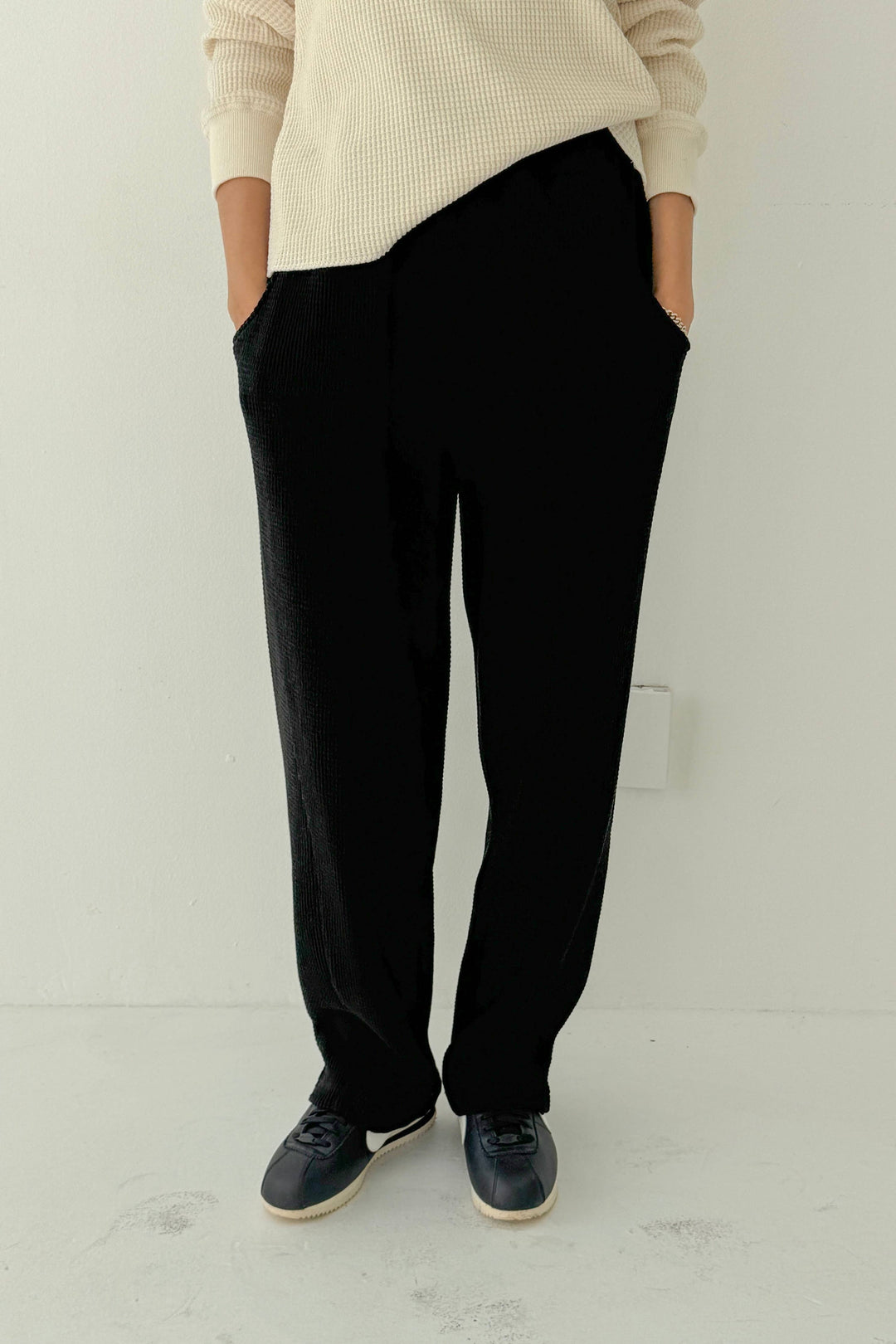 Le Bon Waffle Lo Pants: TRUE BLACK