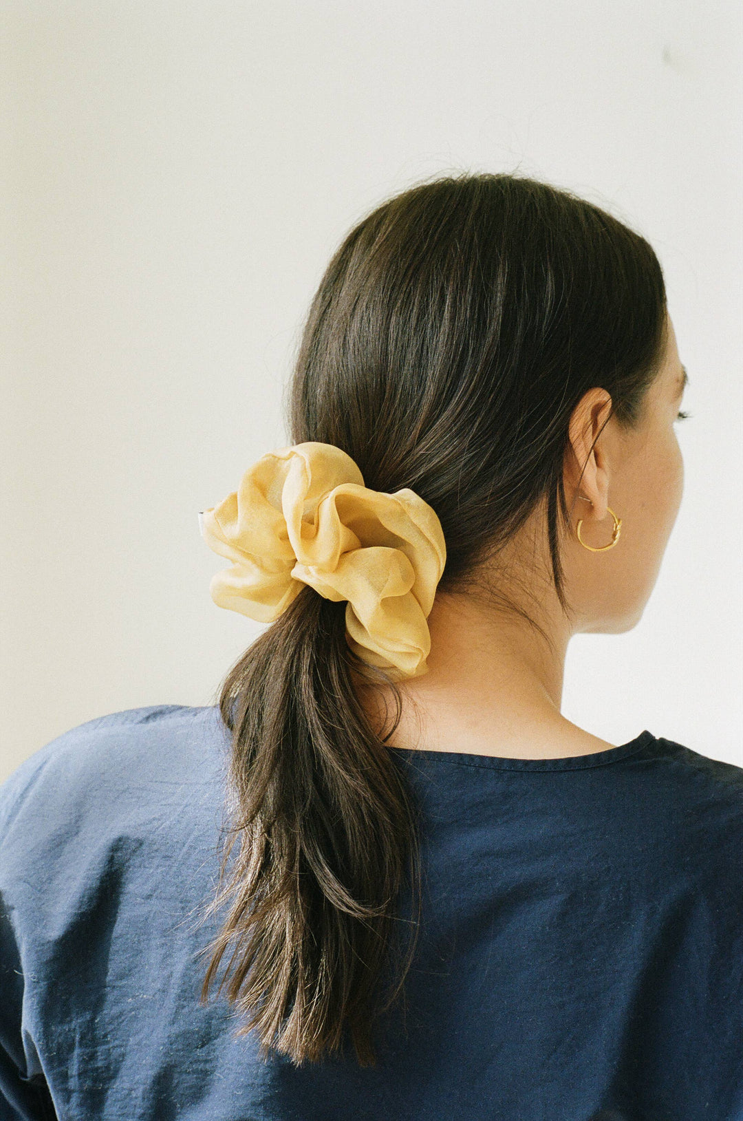 Sand Silk Organza Plant Dyed Scrunchie | Handmade