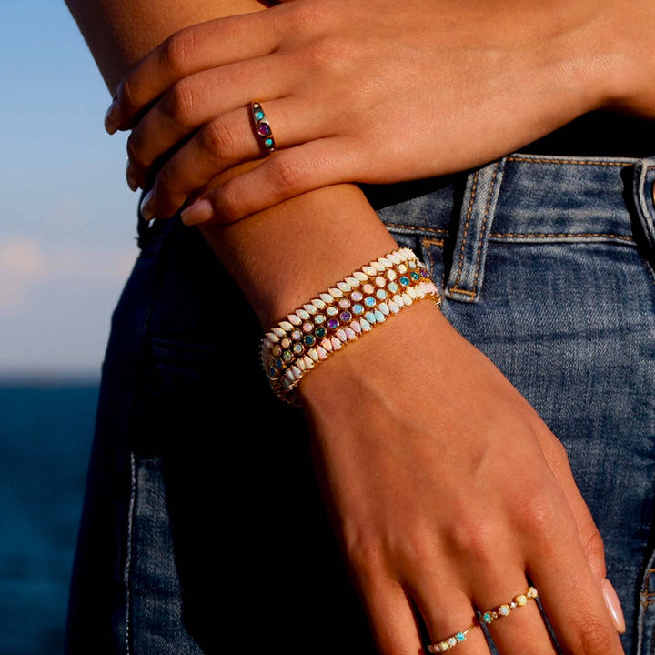 Pastel Opal Ombre Tennis Bracelet: 7''