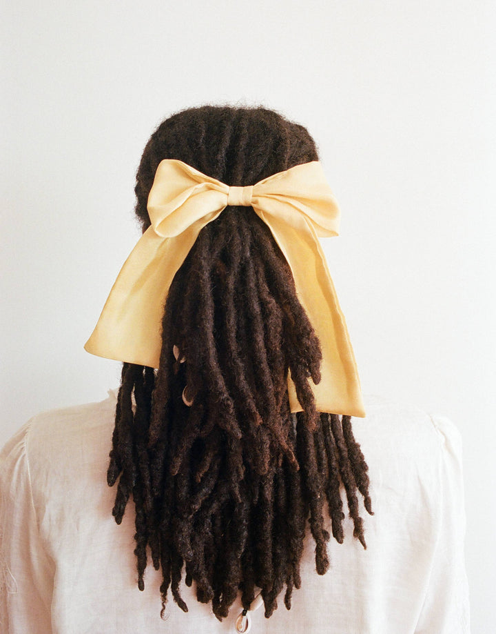 Butter Yellow Silk Hair Bow | Plant Dyed | Handmade