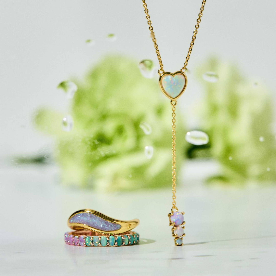 Pastel Opal Heart Lariat