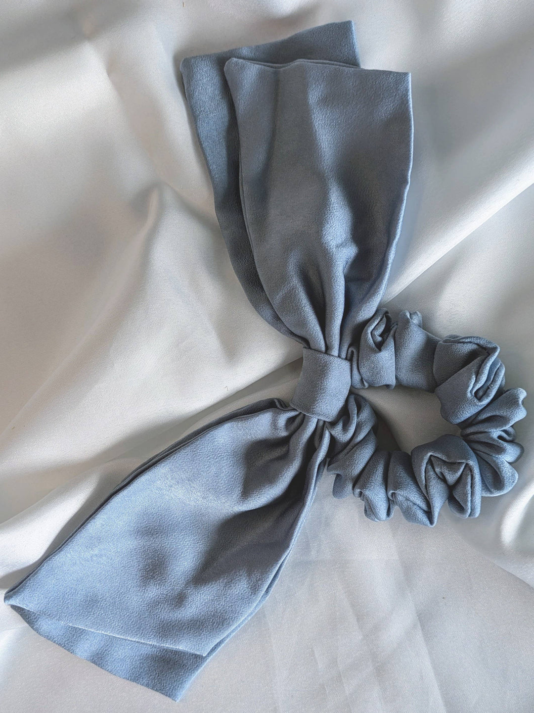 Handmade Silk Satin Hair Bow Scrunchies: White