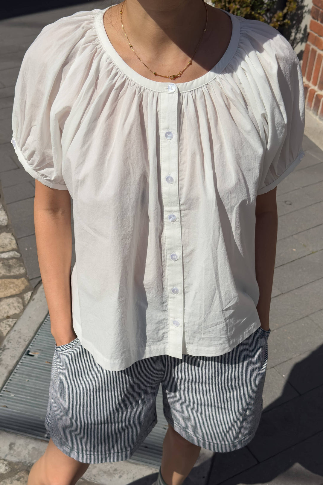 Emily Short Sleeve Top: White