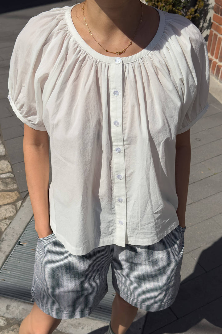 Emily Short Sleeve Top: White