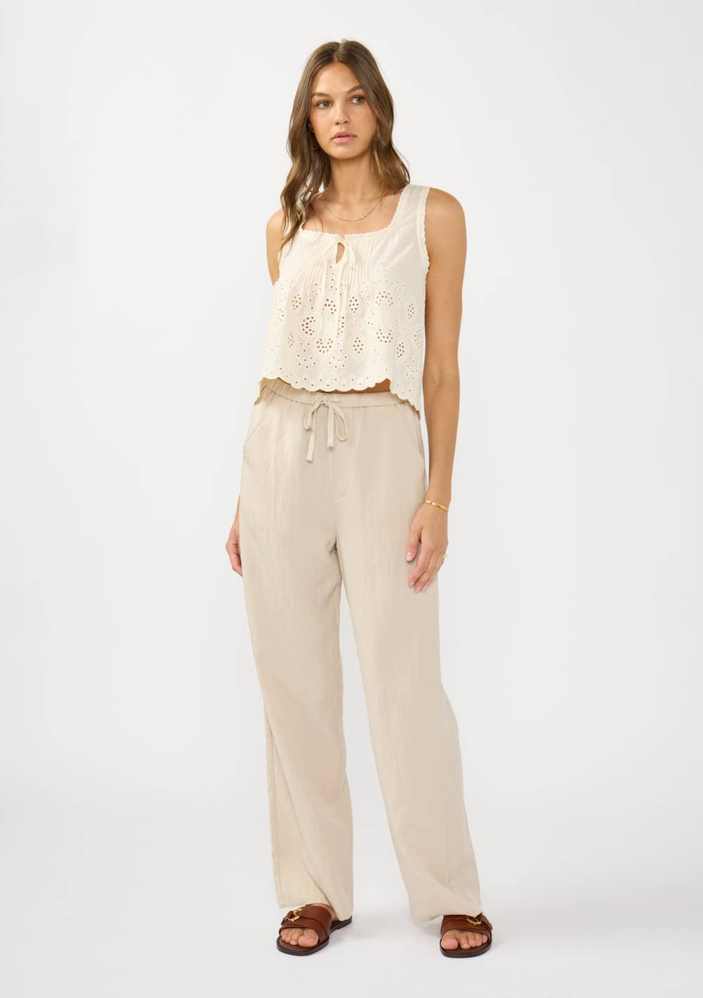 Sierra Eyelet Trim Crop Tank