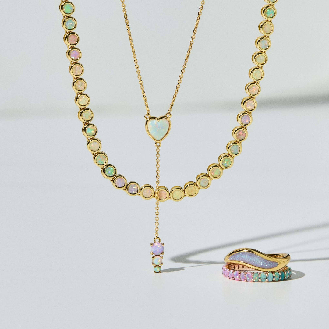 Pastel Opal Heart Lariat