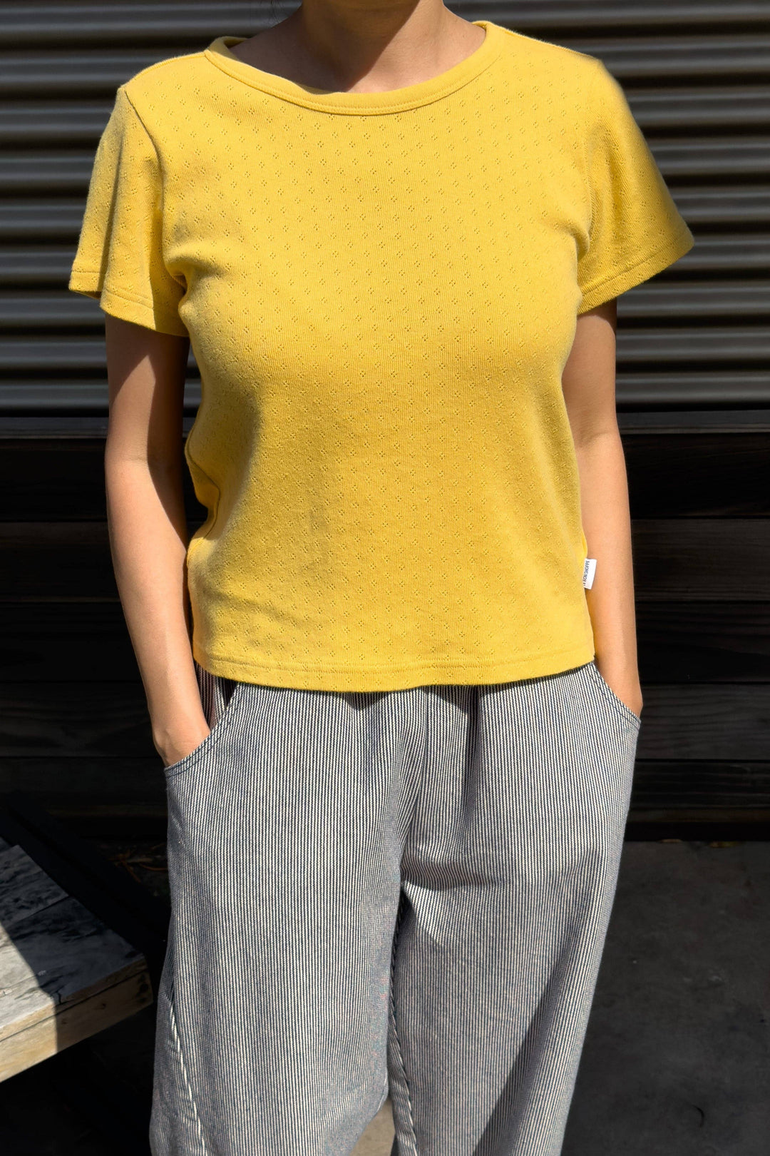 Pointelle Babe Tee: Deep Yellow