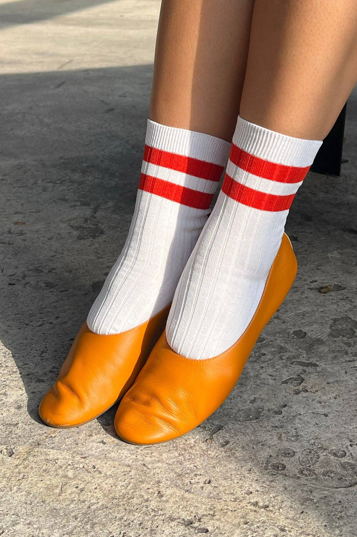Her Varsity Socks: White Coral