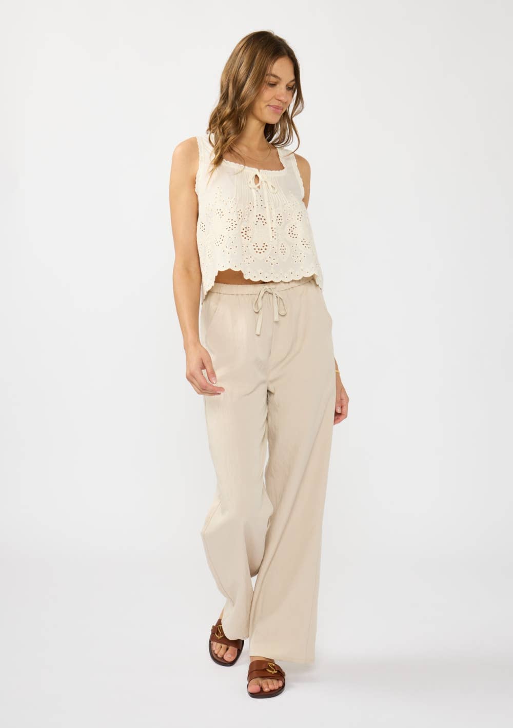 Sierra Eyelet Trim Crop Tank