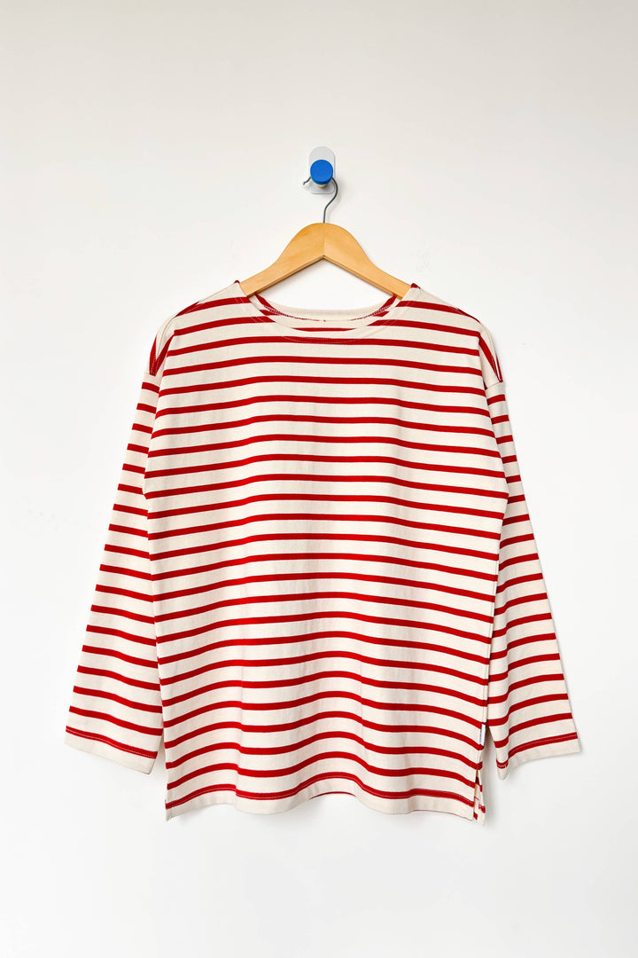 Marseille Top: White Stripe on Coffee