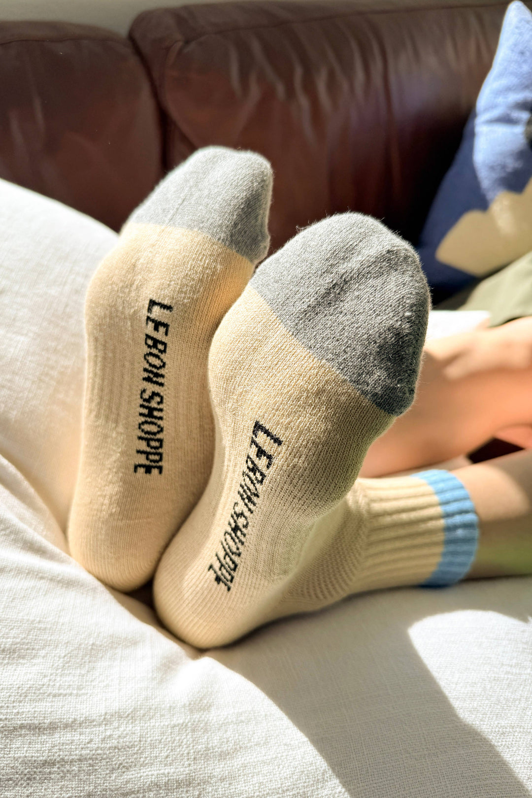 Color Block Girlfriend Socks: Yellow Blue