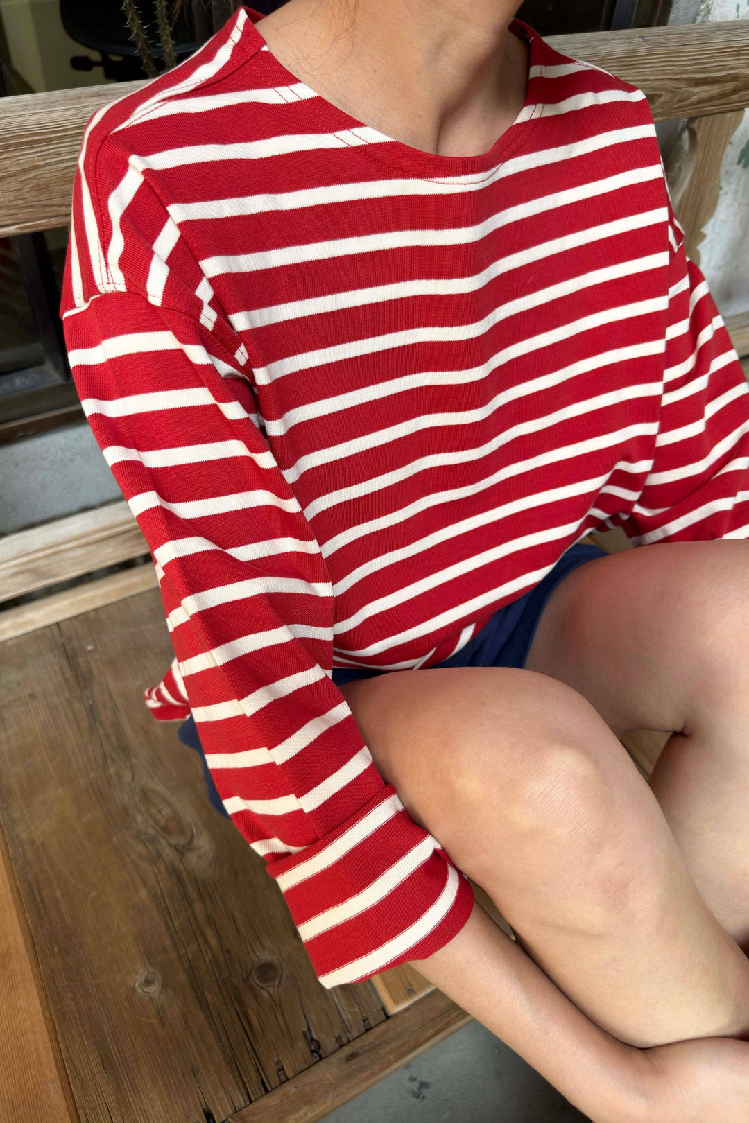 Sailor Top: WHITE STRIPE ON RED