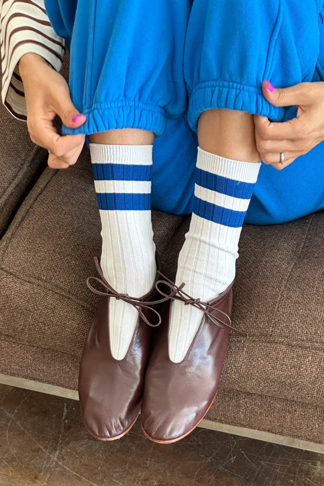 Her Varsity Socks: Azure