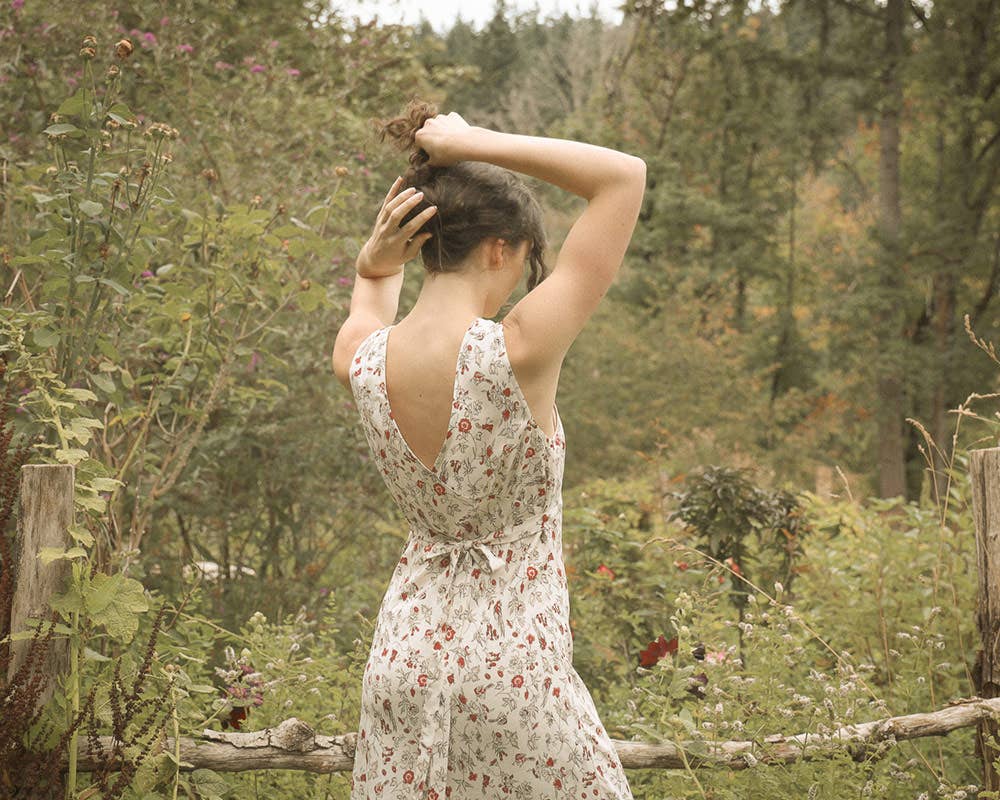 Red and White Floral Sleeveless Slip Dress - Sandrine Dress