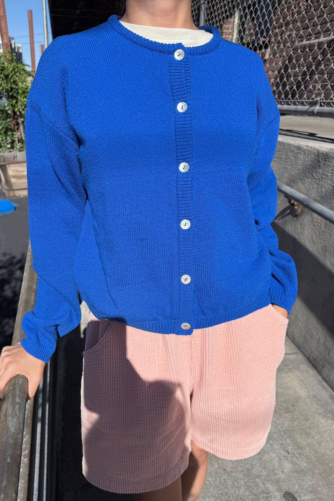 Cotton Leila Cardigan: Cobalt