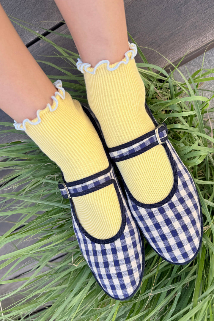 The Petite Ruffled Modal Socks: BUTTER / BABY BLUE