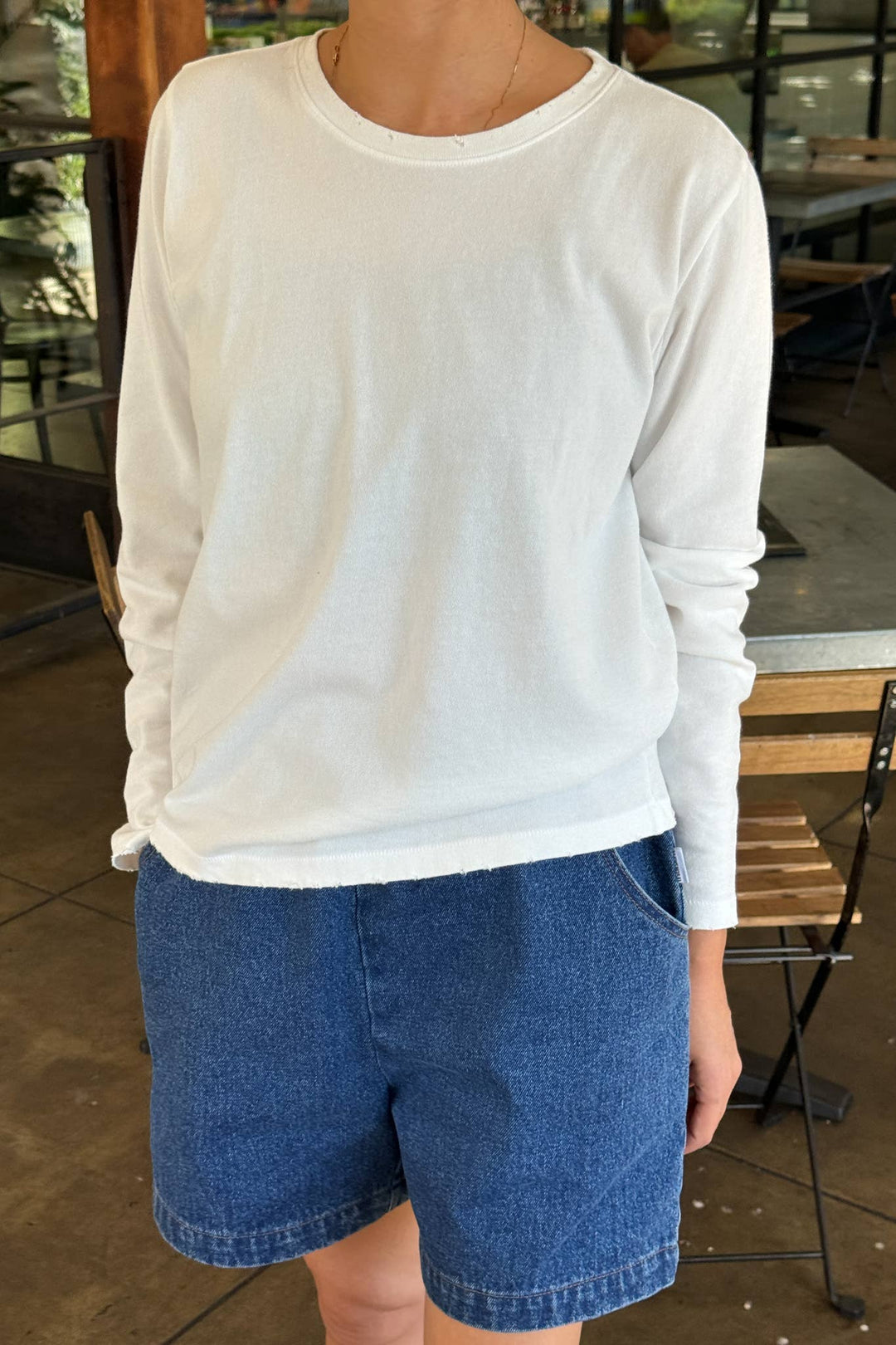 Le Bon Everyday Long Sleeve Tee: Vintage White