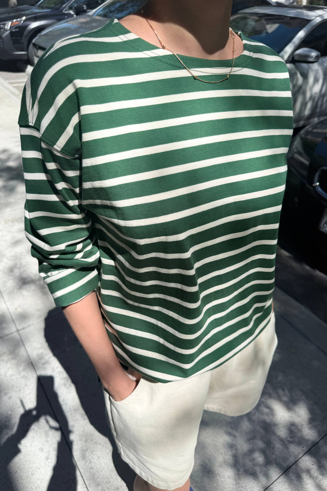 Marseille Top: White Stripe on Coffee