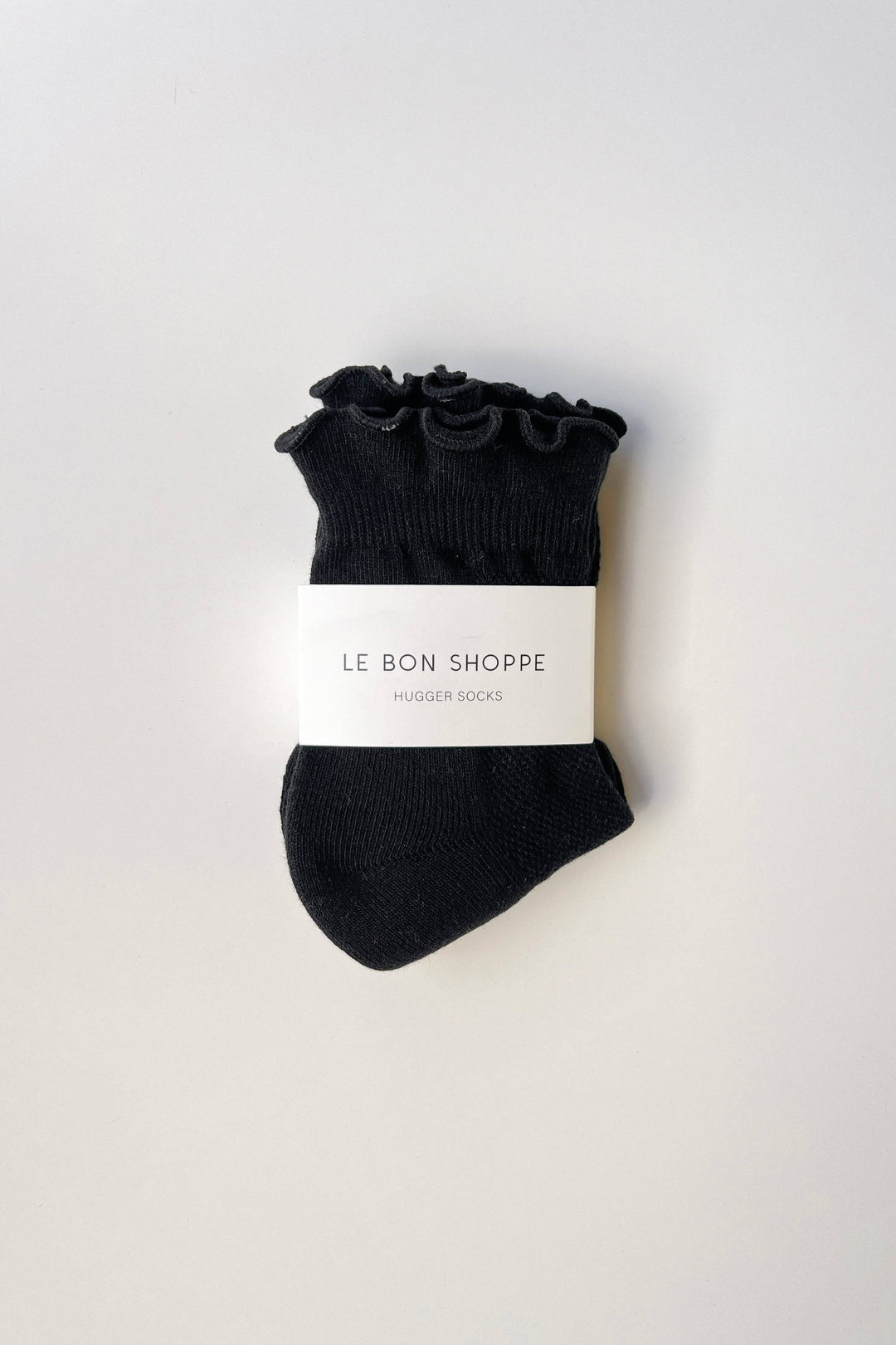 Ruffled Hugger Crew Socks: BLACK