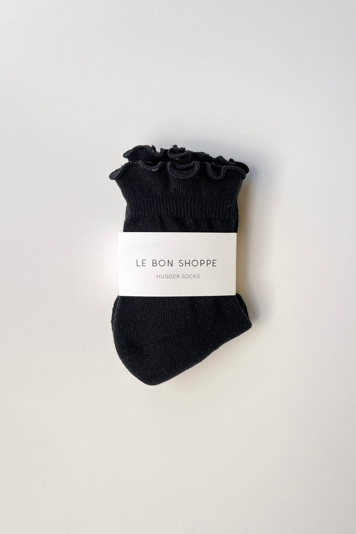Ruffled Hugger Crew Socks: BLACK