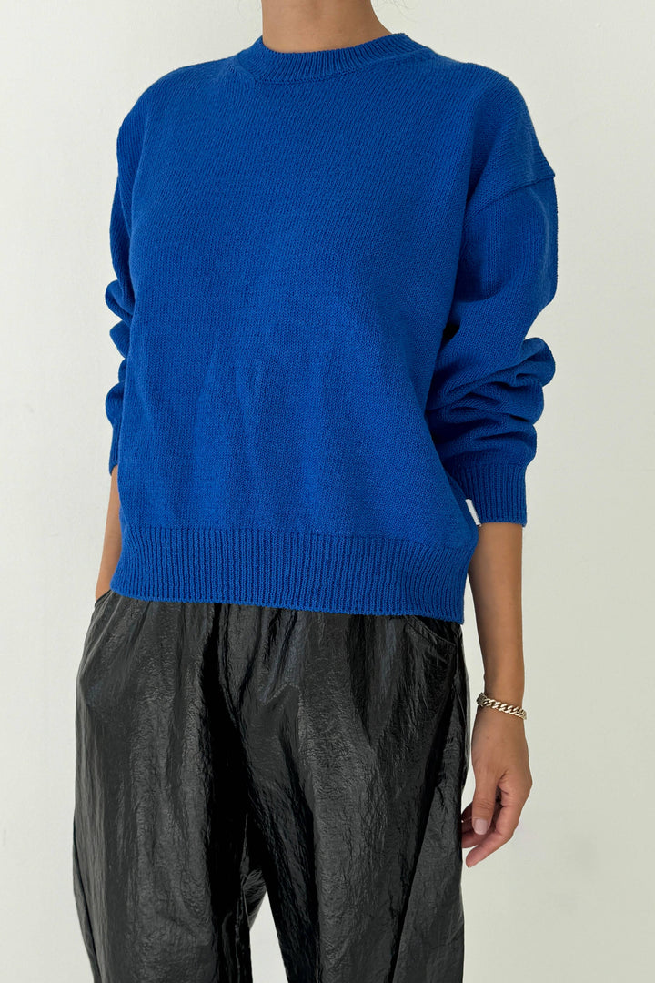 Le Bon Milo Cotton Sweater: Cobalt