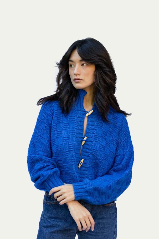 (PRE-ORDER) Basket Weave Cardigan- Azul